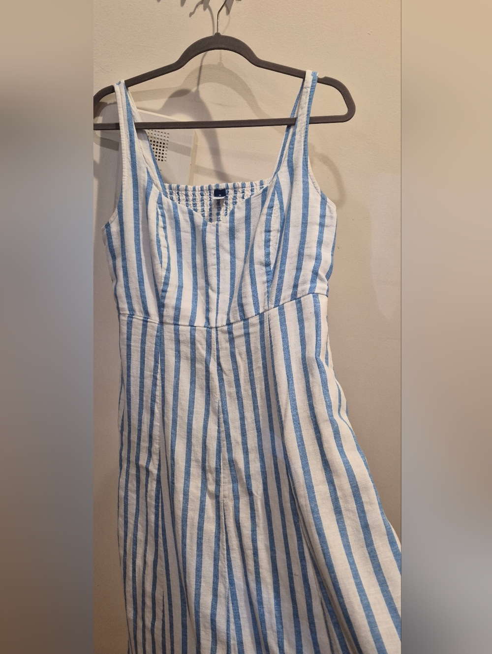 Old Navy White and Light Blue Striped Tank Dress